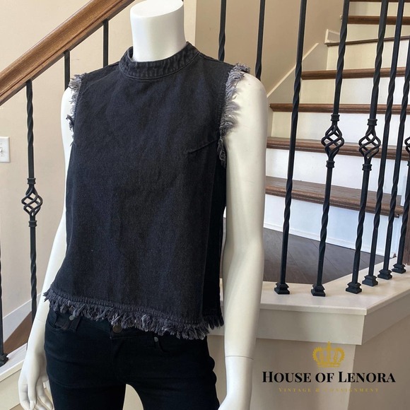 🎯FINAL SALE🎯 GAP 1969 Mock Neck Crop Top in Washed Black - N0420-5 - Picture 6 of 9